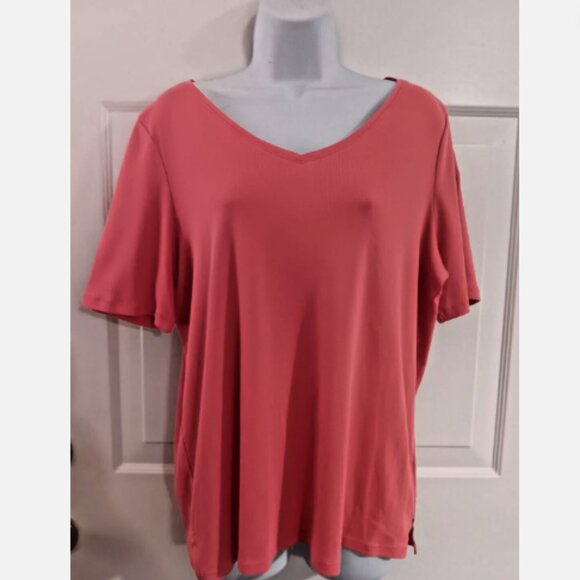 The Talbots Tee Womes Pink V Neck Plus 1X 100% Pima Cotton Short Sleeve D3 - Picture 6 of 6